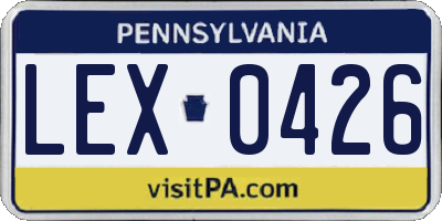 PA license plate LEX0426