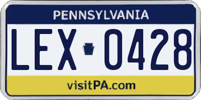 PA license plate LEX0428