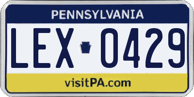 PA license plate LEX0429