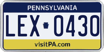 PA license plate LEX0430