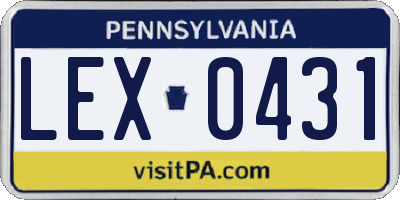 PA license plate LEX0431