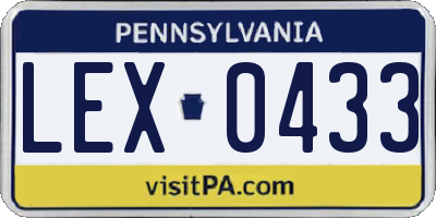 PA license plate LEX0433