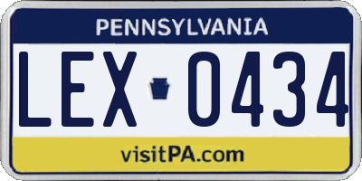 PA license plate LEX0434