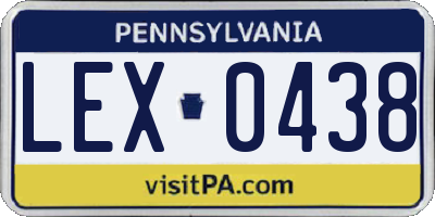 PA license plate LEX0438