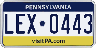 PA license plate LEX0443