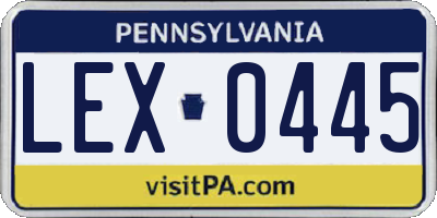 PA license plate LEX0445