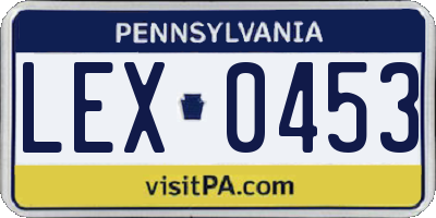 PA license plate LEX0453