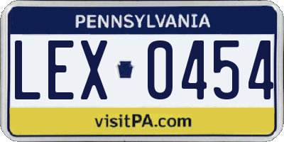 PA license plate LEX0454