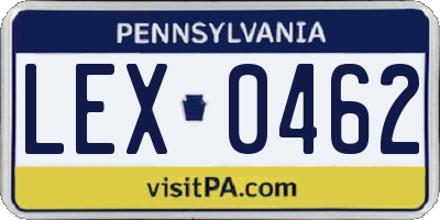 PA license plate LEX0462