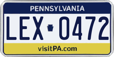 PA license plate LEX0472