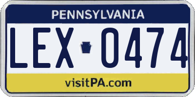 PA license plate LEX0474