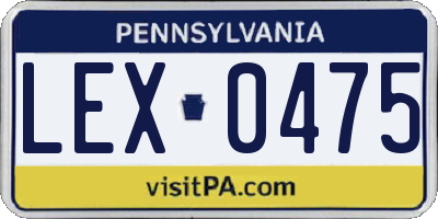 PA license plate LEX0475