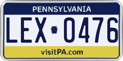 PA license plate LEX0476
