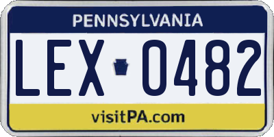 PA license plate LEX0482