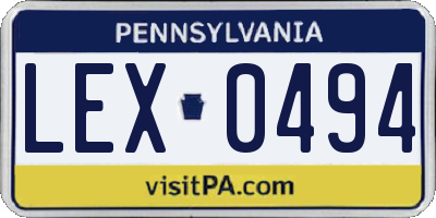 PA license plate LEX0494