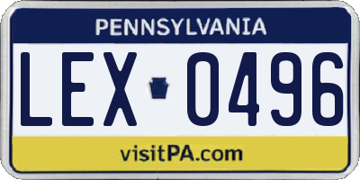 PA license plate LEX0496