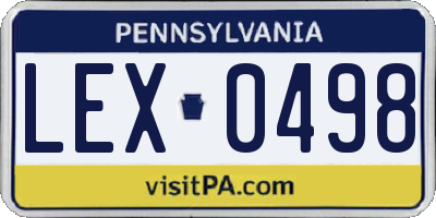 PA license plate LEX0498