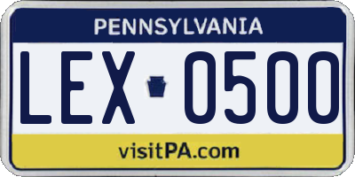 PA license plate LEX0500