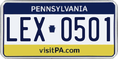PA license plate LEX0501