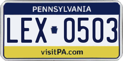 PA license plate LEX0503
