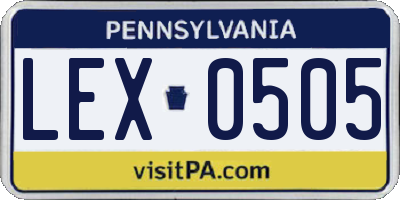 PA license plate LEX0505