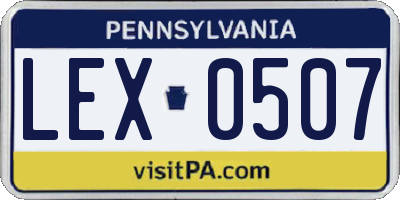 PA license plate LEX0507