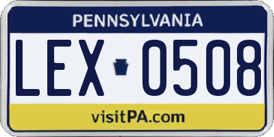 PA license plate LEX0508
