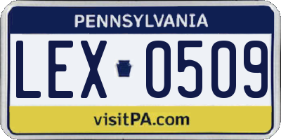 PA license plate LEX0509