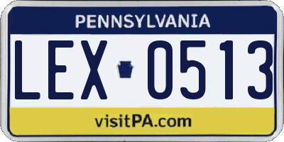 PA license plate LEX0513