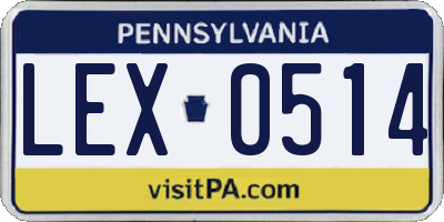 PA license plate LEX0514