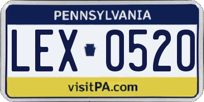 PA license plate LEX0520