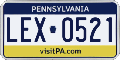 PA license plate LEX0521