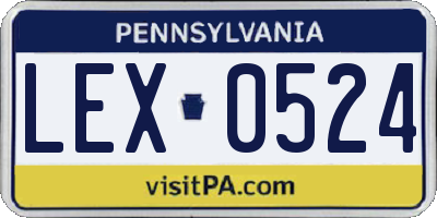 PA license plate LEX0524