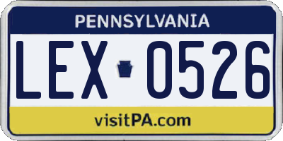 PA license plate LEX0526