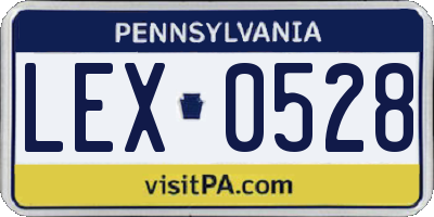 PA license plate LEX0528