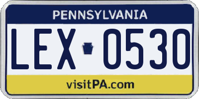 PA license plate LEX0530