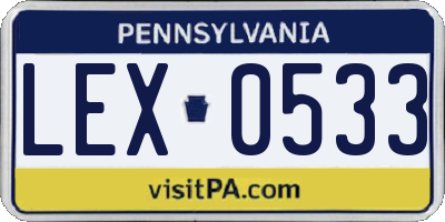 PA license plate LEX0533