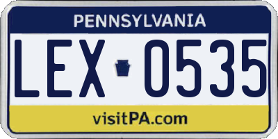 PA license plate LEX0535