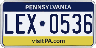 PA license plate LEX0536