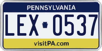 PA license plate LEX0537