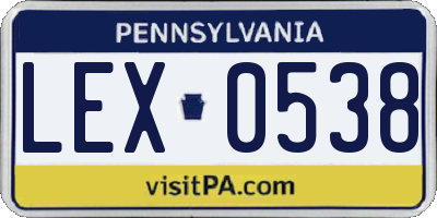 PA license plate LEX0538