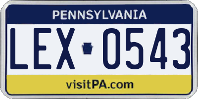 PA license plate LEX0543