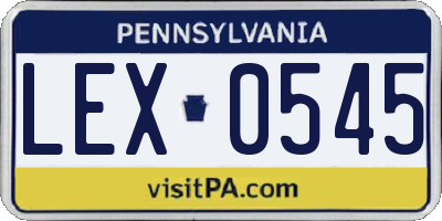 PA license plate LEX0545