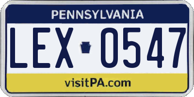 PA license plate LEX0547