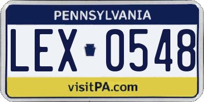 PA license plate LEX0548