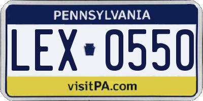 PA license plate LEX0550
