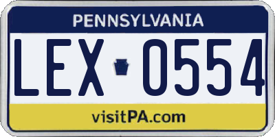 PA license plate LEX0554