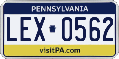 PA license plate LEX0562