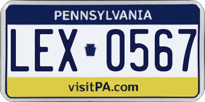 PA license plate LEX0567