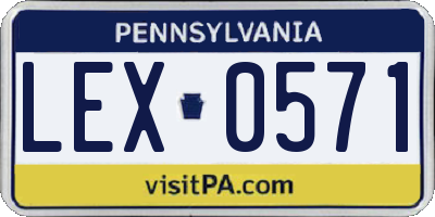 PA license plate LEX0571